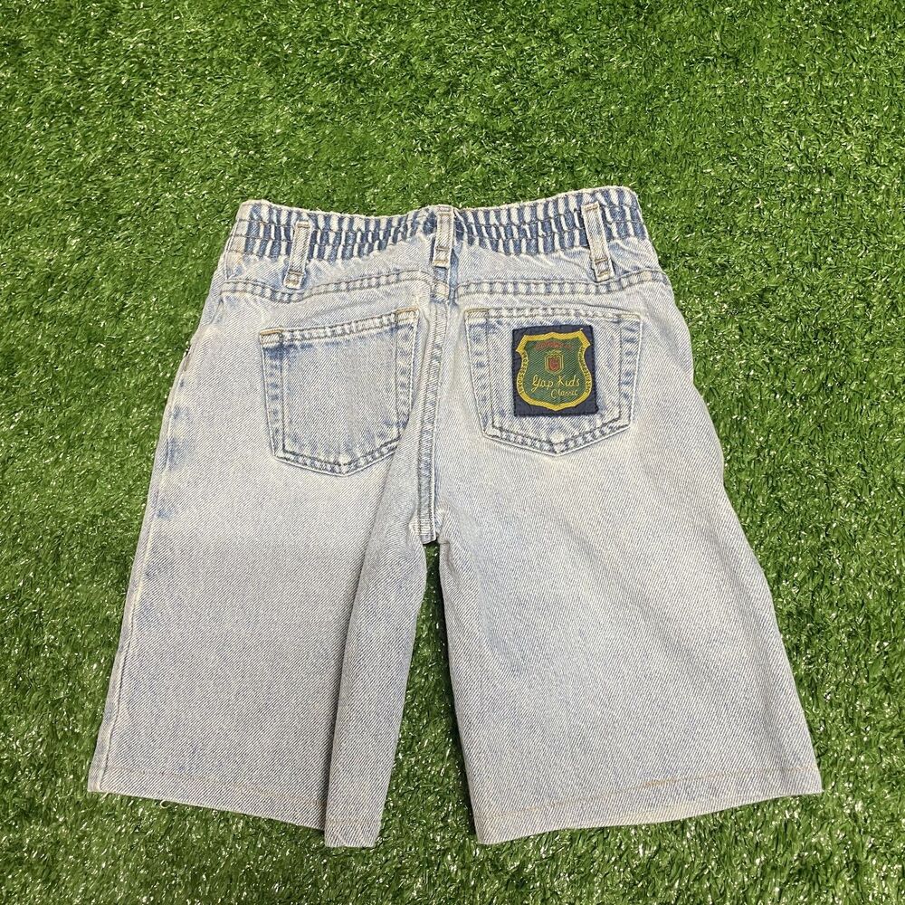 GAP Kids Denim Shorts Size 7 Vintage 90s Blue Elastic Waist Classic Fit
